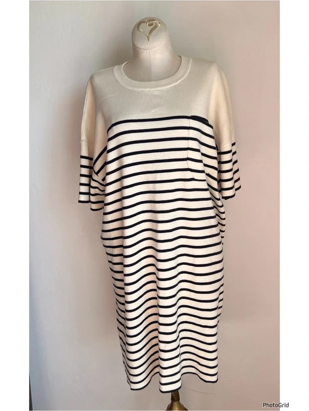 Tuckernuck Cream Navy Stripe Knit Frenchie Dress Medium_2